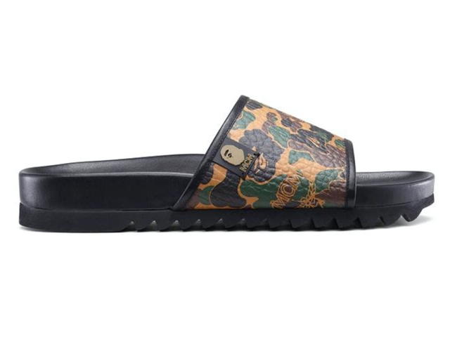Bape BAPE x MCM Camo Slide Sandals Brown - view 1