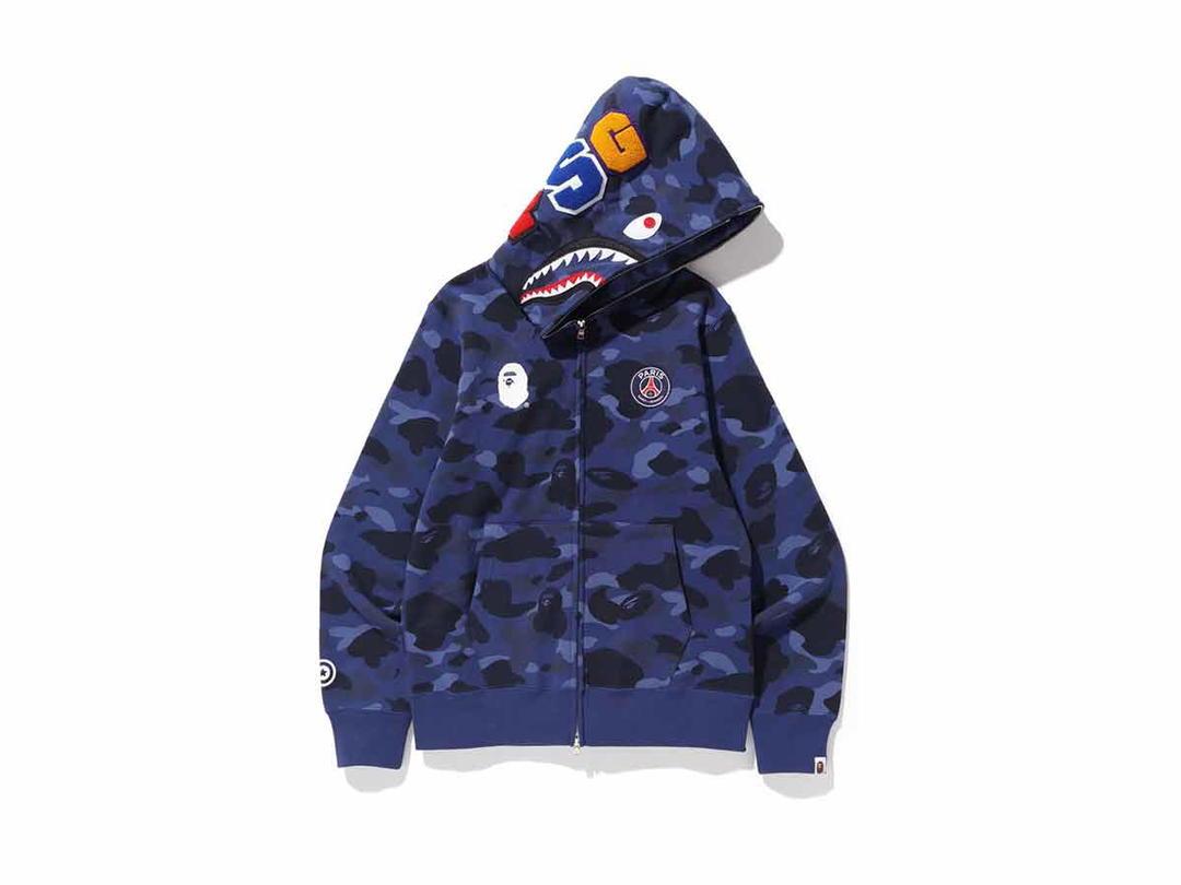 Bape BAPE x PSG Shark Full Zip Hoodie Navy