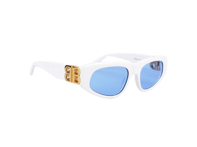 Balenciaga Balenciaga BB0095S-004-53 In White Plastic Frame With Blue Lenses - view 3