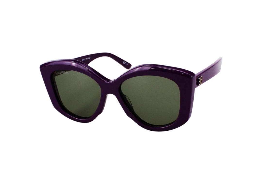 Balenciaga Balenciaga BB0126S-004-56 In Purple Plastic Frame With Green Lenses