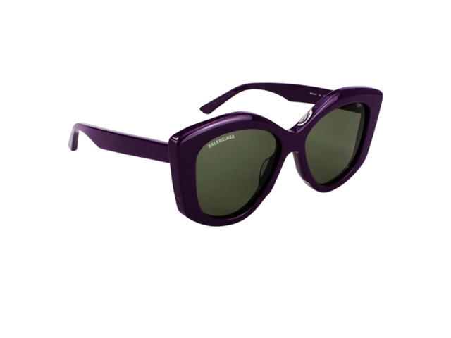 Balenciaga Balenciaga BB0126S-004-56 In Purple Plastic Frame With Green Lenses - view 3