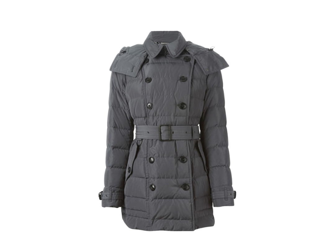Burberry Burberry Hooded Belted Padded Jacket Neutral Grey