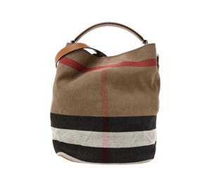 Buy Burberry Canvas Mega Check Medium Ashby Hobo Saddle Brown at Sasom – Authentic and Ready to Ship