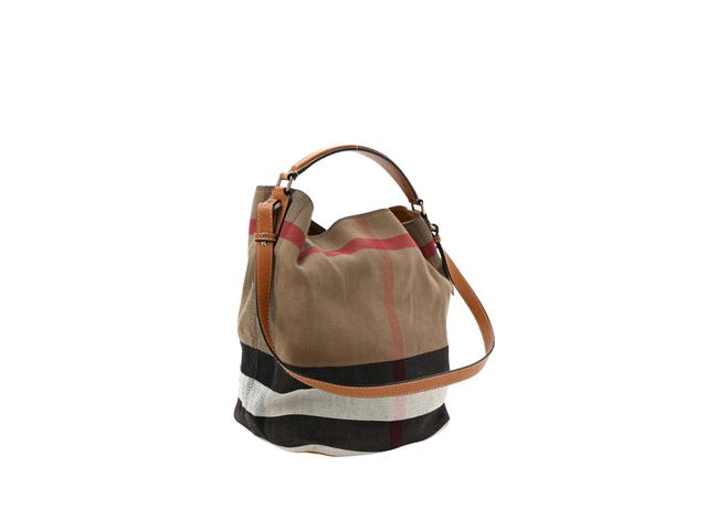 Burberry Burberry Canvas Mega Check Medium Ashby Hobo Saddle Brown - view 2