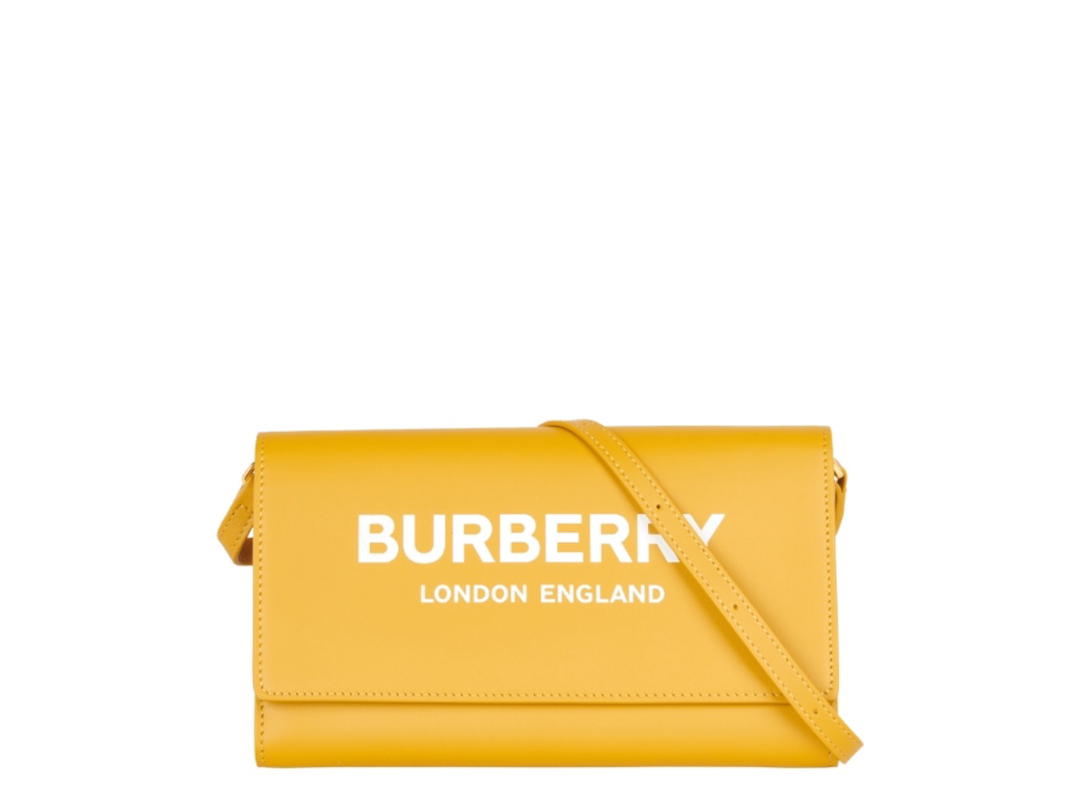 Burberry Burberry Logo Print Wallet On Chain Yellow