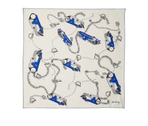 Buy Burberry Knight Hardware-print Scarf White Blue at Sasom – Authentic and Ready to Ship