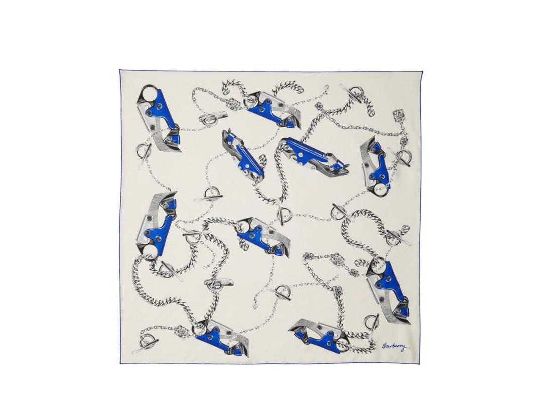 Burberry Burberry Knight Hardware-print Scarf White Blue
