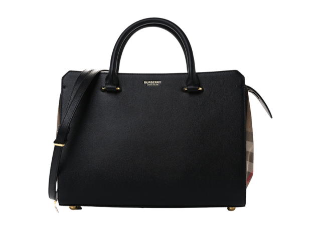 Burberry Burberry Calfskin Mega Check Small Banwell Tote Black - view 1