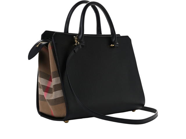 Burberry Burberry Calfskin Mega Check Small Banwell Tote Black - view 2