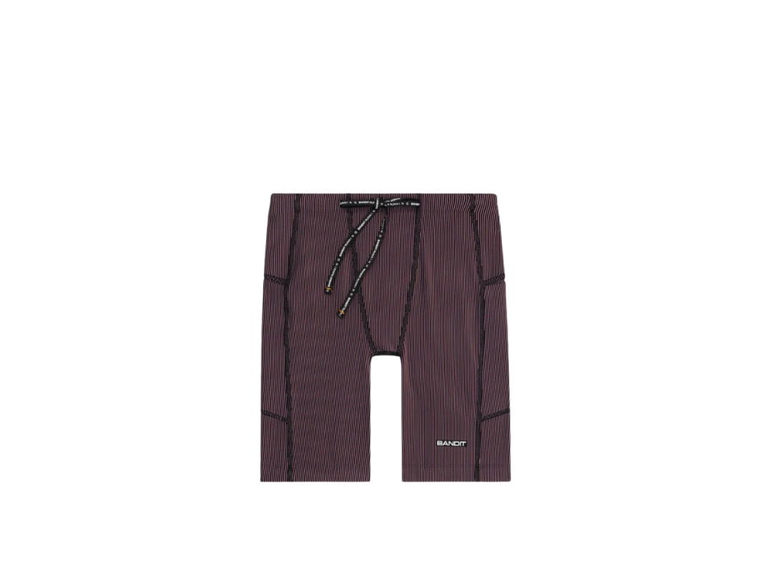 Bandit Running Bandit Running Striped Cadence 7 Pocket Half Tights Black Mauve