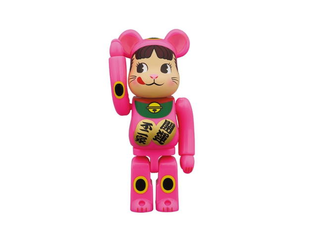Medicom Toy BE@RBRICK Maneki Neko Peko-chan Fluorescent Pink 400% + 100% - view 2
