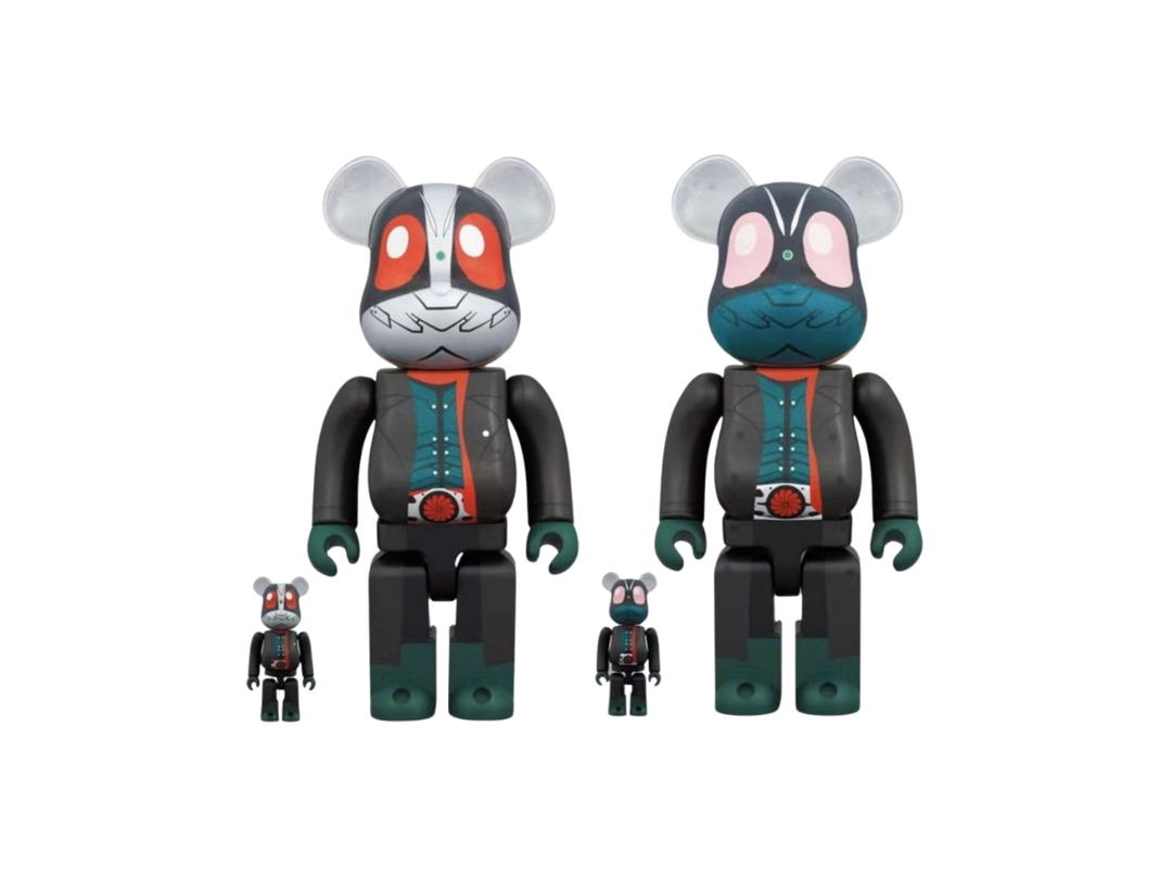 Medicom Toy BE@RBRIC Kamen Rider + Kamen Rider No. 2 Shin Kamen Rider (Coat Ver.) 400% + 100%