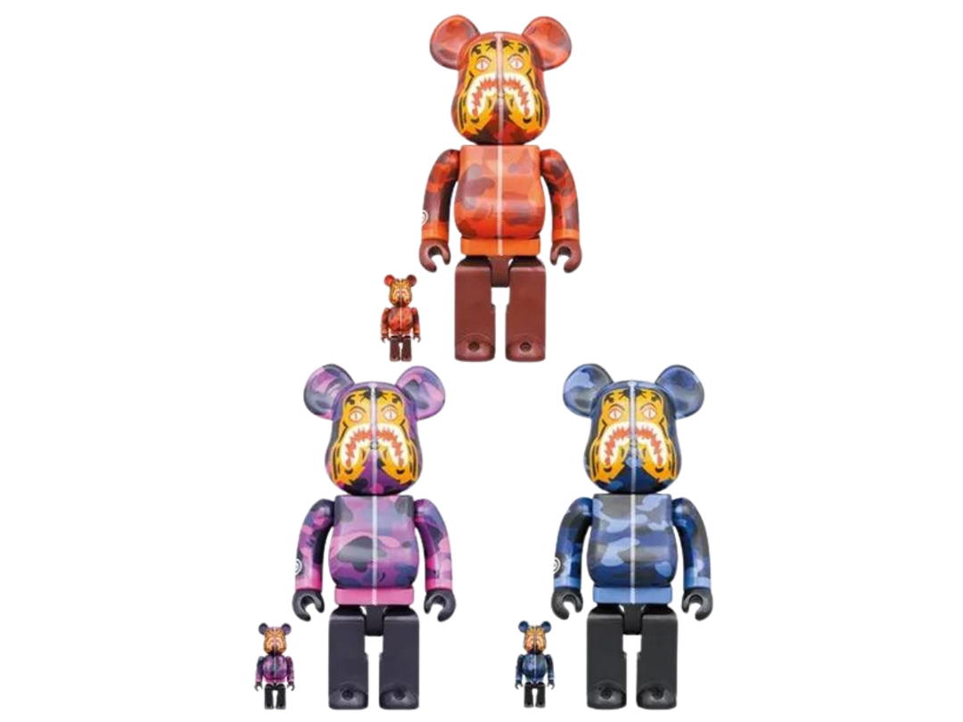 Medicom Toy BE@RBRICK Bape(R) Camo Tiger Red/Purple/Blue 400%+100%