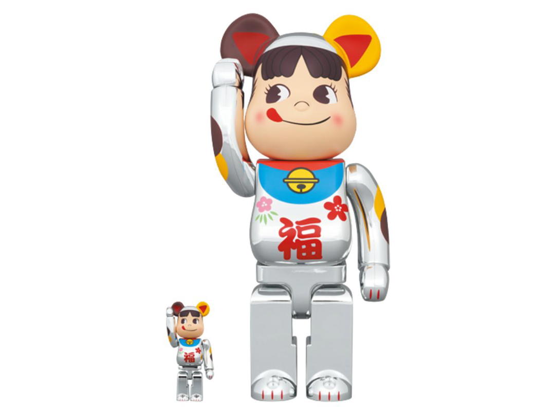 Medicom Toy BE@RBRICK Lucky Cat Peko-chan Fuku Silver Plated 100% & 400%