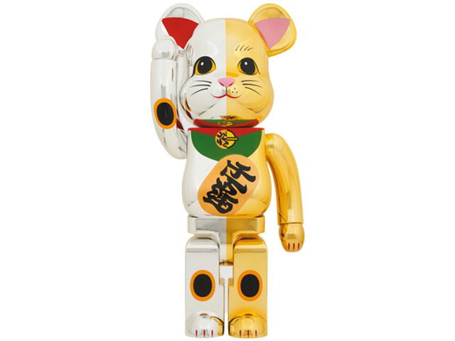 Medicom Toy BE@RBRICK Maneki Neko Good Luck Silver x Ten Million Gold 1000% - view 1