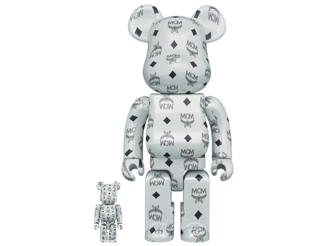 Medicom Toy BE@RBRICK X MCM White Chrome 400％ + 100%