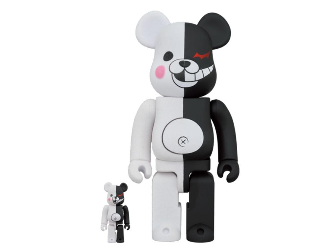 Medicom Toy BE@RBRICK Monokuma Rubber Coat & Flocky Ver. 400% + 100%