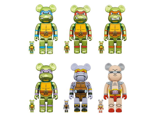 Medicom Toy BE@RBRICK Teenage Mutant Ninja Turtles Chrome Ver. & Metalhead & Krang Robot 100％ & 400％ (Set Of 6) - view 1