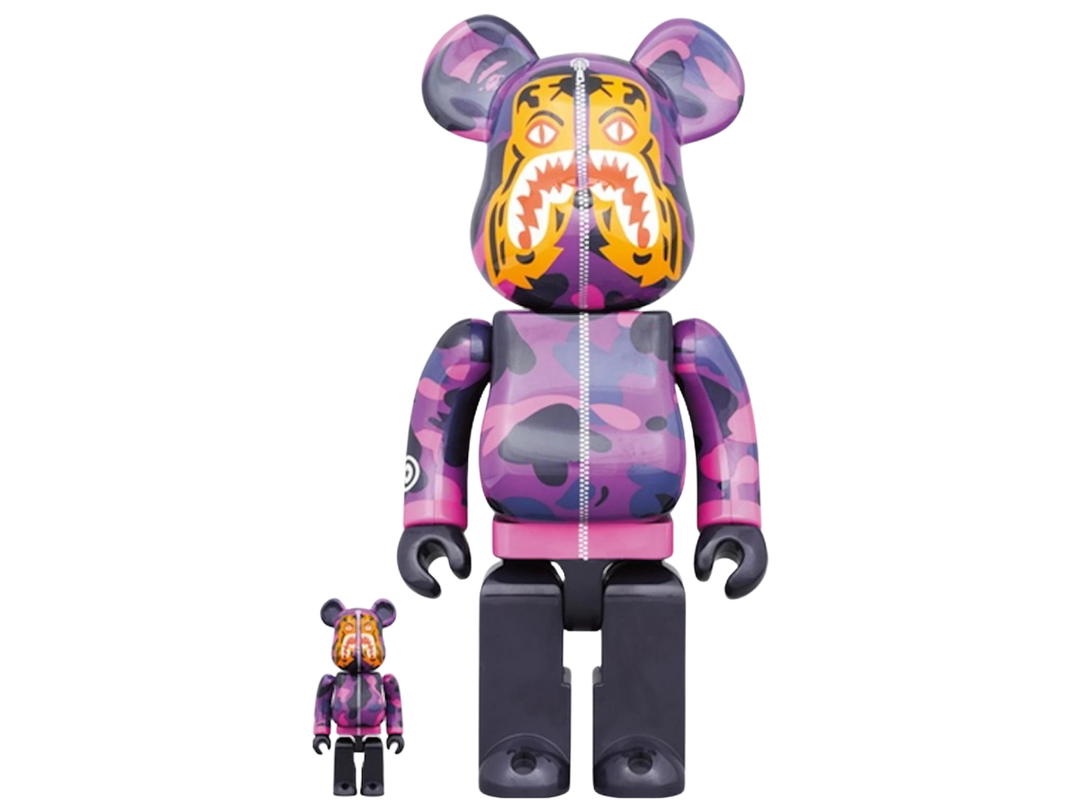 Medicom Toy BE@RBRICK x BAPE Camo Tiger Purple 400% + 100%