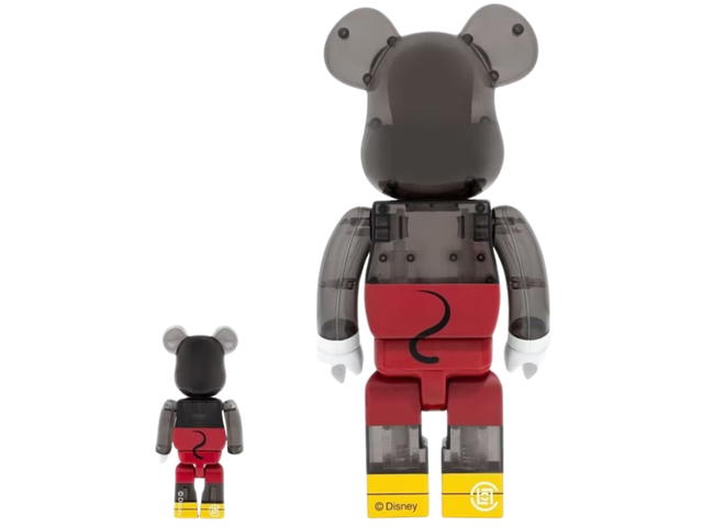 Medicom Toy BE@RBRICK X CLOT X 3125C X Disney 3-Eyed Mickey Mouse 400% + 100% Set Translucent Black - view 2