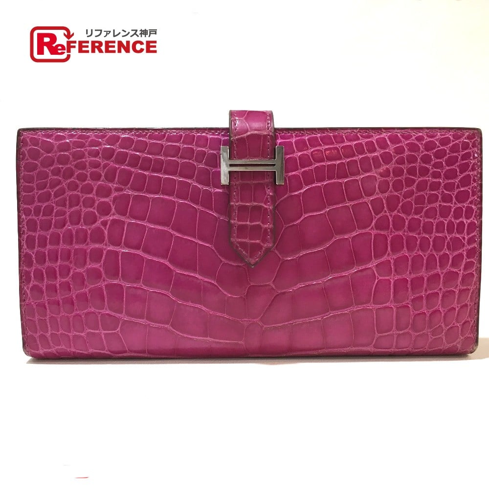 Hermes Bearn Souffle Alligator Croco BifoldLong Wallet