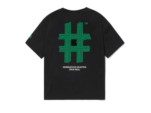 Beentrill Beentrill Green Taping Hashtag Overfit Short Sleeve T-shirt Black - view 2