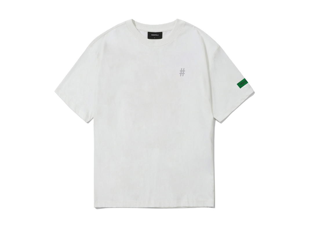 Beentrill Beentrill Green Taping Hashtag Overfit Short Sleeve T-shirt Off White