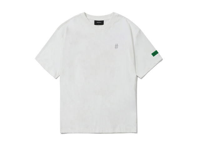 Beentrill Beentrill Green Taping Hashtag Overfit Short Sleeve T-shirt Off White - view 1