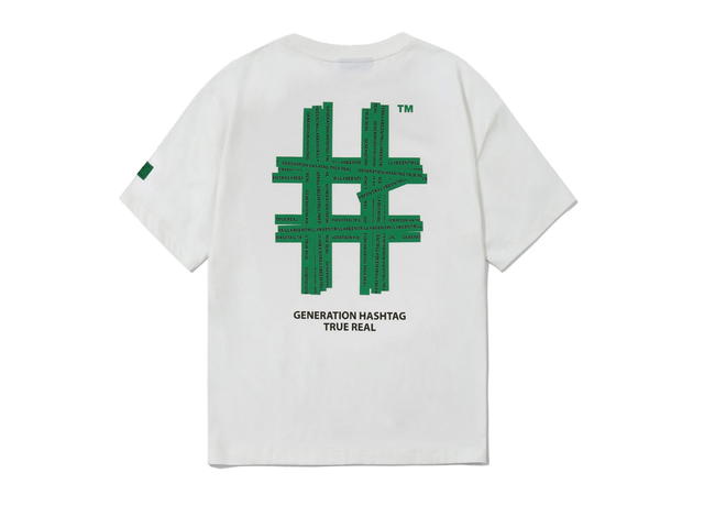 Beentrill Beentrill Green Taping Hashtag Overfit Short Sleeve T-shirt Off White - view 2