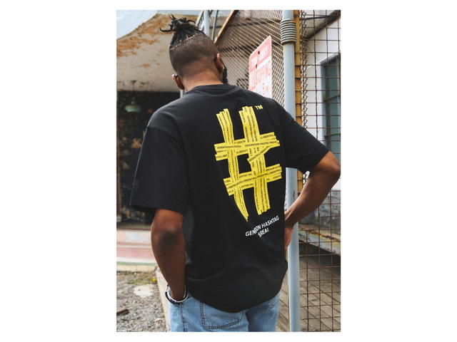 Beentrill Beentrill Taping Hashtag Overfit Short Sleeve T-shirt Black - view 3