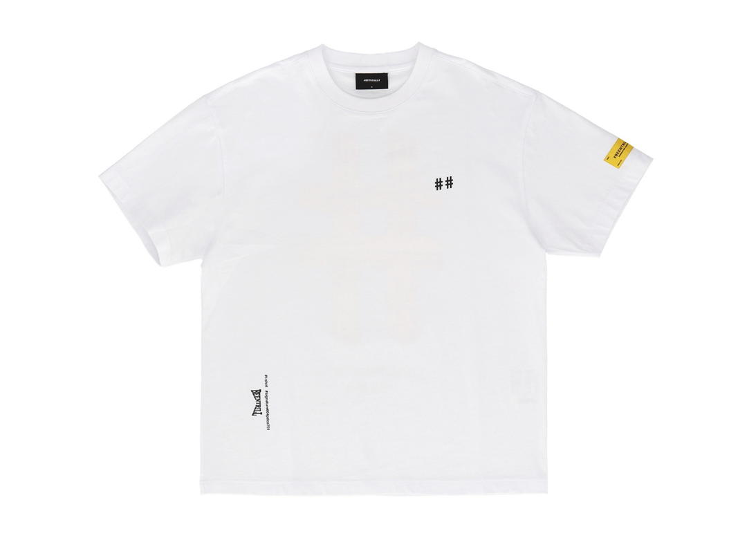 Beentrill Beentrill Taping Hashtag Overfit Short Sleeve T-shirt Off White