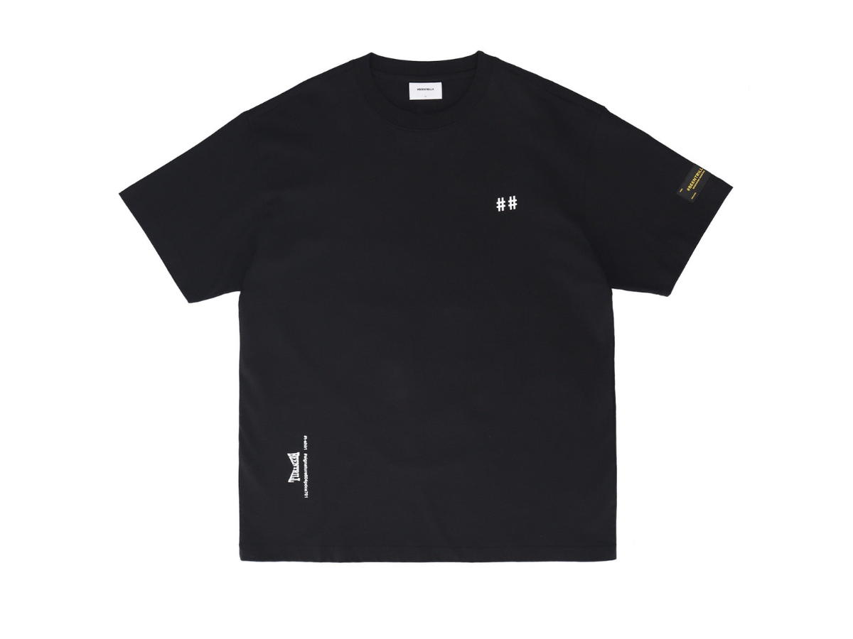 Beentrill Beentrill Women's Taping Hashtag Comfort Fit Short Sleeve T-shirt Black