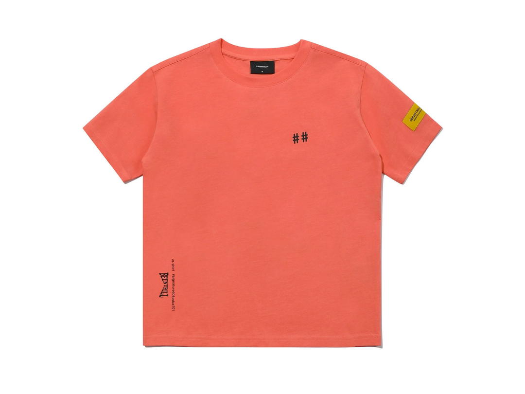 Beentrill Beentrill Women's Taping Hashtag Comfort Fit Short Sleeve T-shirt Peach