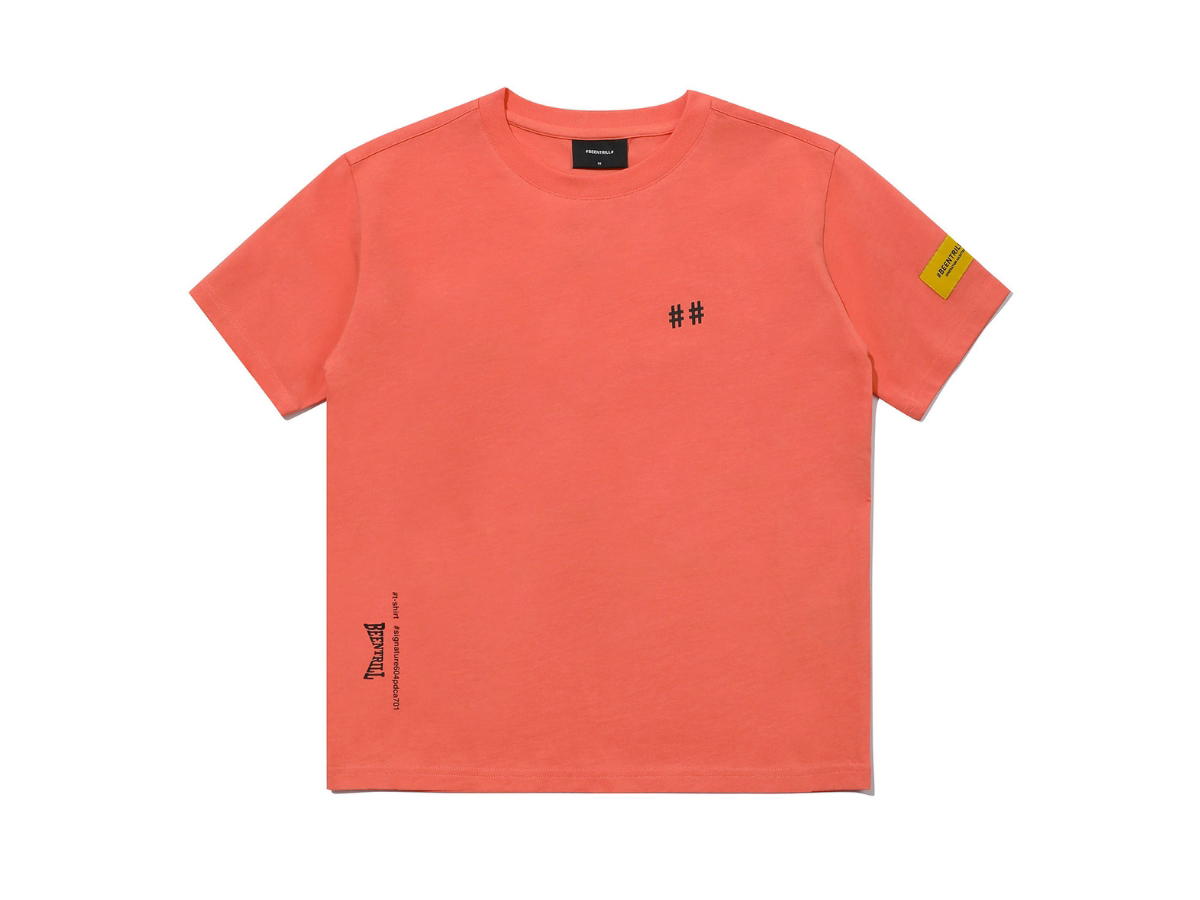 Beentrill Beentrill Women's Taping Hashtag Comfort Fit Short Sleeve T-shirt Peach