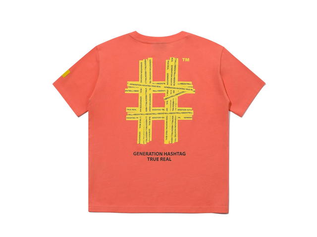 Beentrill Beentrill Women's Taping Hashtag Comfort Fit Short Sleeve T-shirt Peach - view 2