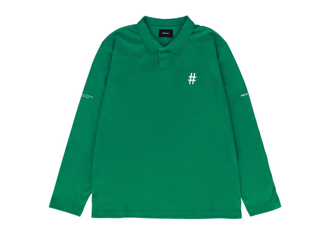 Beentrill Beentrill Essential Regular Fit Long Sleeve Pique Collar T-shirt Green