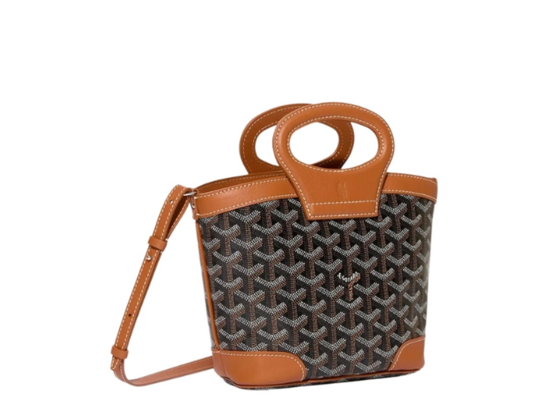 Goyard Goyard Beluga Mini Bag In Black Tan Goyardine Canvas And Chevroches Calfskin With Palladium Hardware Brown
