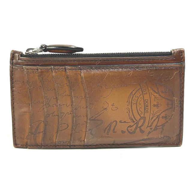 Berluti Berluti Cali Graffiti card holder coin purse With key ring Card Case Brown - view 2