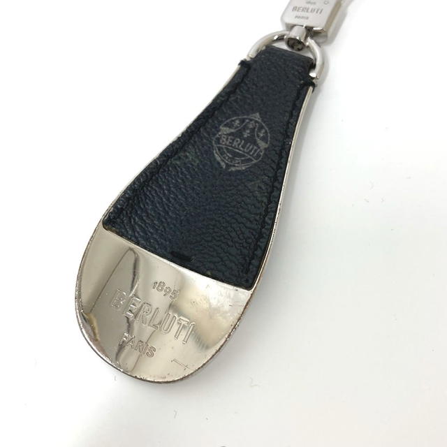 Berluti Berluti calligraphy Logo Shoehorn Bag Charm Key Holder Leather / Metal Black - view 3