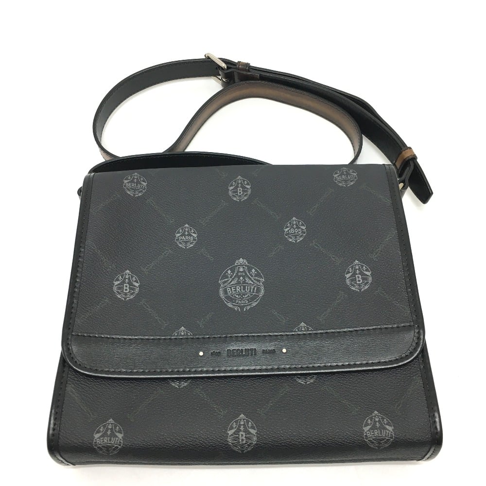 Berluti Berluti Flaneur Small Messenger Shoulder Bag PVCCanvas / Leather Black/Silver