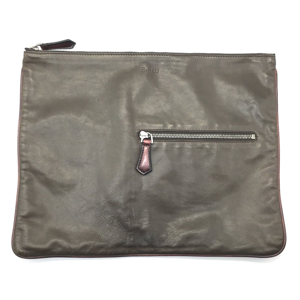 Berluti BERLUTI Inside Calligraphy Clutch bag Leather Brown