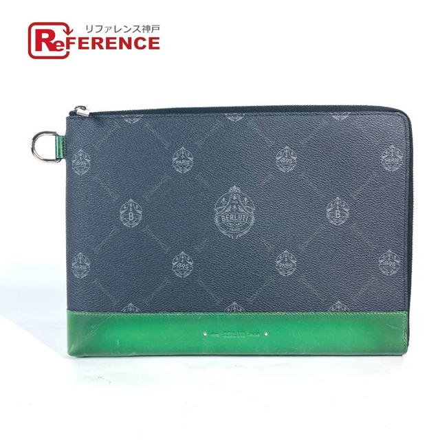 Berluti Berluti L-shaped fastener Nino Logo pouch bag Clutch bag PVC/Leather gray/Green - view 1