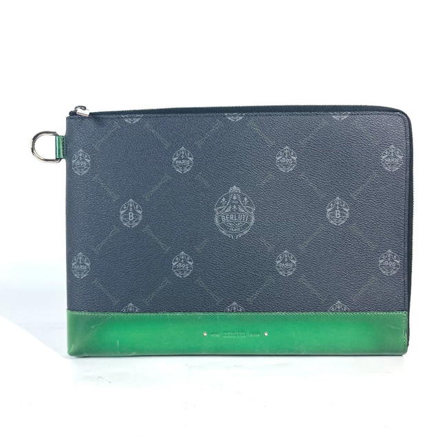Berluti Berluti L-shaped fastener Nino Logo pouch bag Clutch bag PVC/Leather gray/Green - view 2