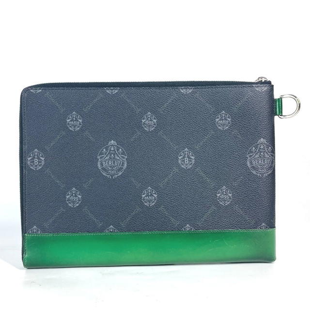 Berluti Berluti L-shaped fastener Nino Logo pouch bag Clutch bag PVC/Leather gray/Green - view 3