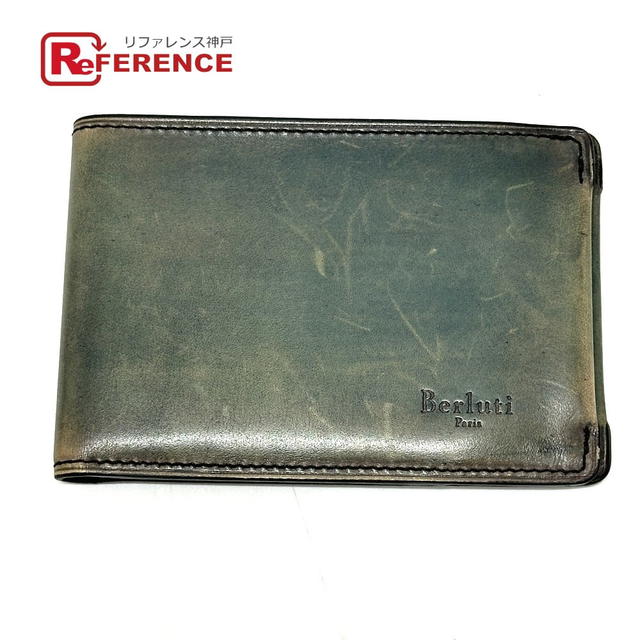 Berluti Berluti logo Bi-fold short mini wallet Compact Folded wallet Leather Blue Based - view 1
