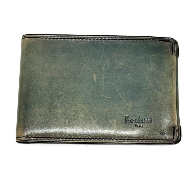 Berluti Berluti logo Bi-fold short mini wallet Compact Folded wallet Leather Blue Based - view 2