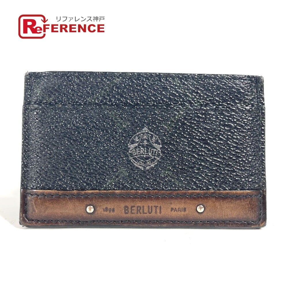 Berluti Berluti logo Business Card Holder Pass Case Card Case Leather/PVC Black