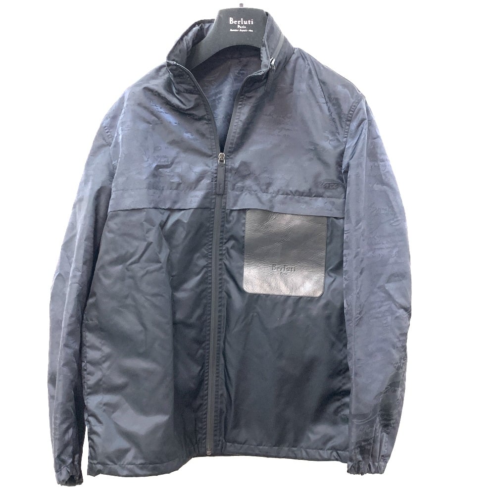 Berluti Berluti tops Calligraphy Zip up Parka Nylon Navy