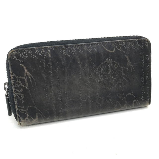 Berluti BERLUTI Zip Around Calligraphy Venetian Leather Long Wallet Dark Brown - view 1