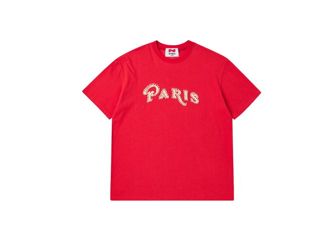 Beyond Closet Beyond Closet [Collection Line] Pearl Logo Heavy Weight Garment Cotton T-Shirt Red - view 1